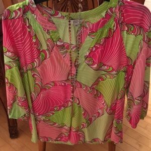 Cute summer 3/4 sleeve summer crown & ivy blouse